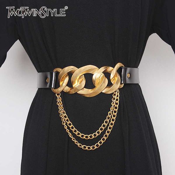 twotwinstyle casual chain women girdle hit color patchwork pu leather elegant girdles for female fashion 2020 summer accessories, Black;brown
twotwinstyle casual chain women girdle hit color patchwork pu leather elegant girdles for female fashion 2020 summer accessories, Black;brown