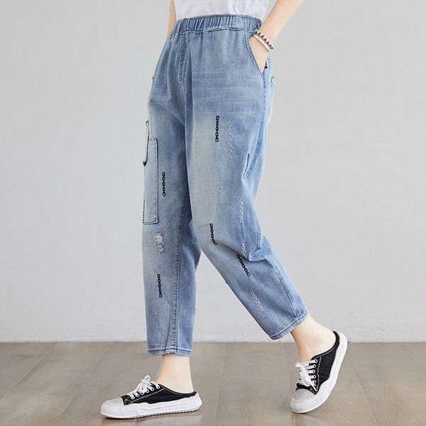 women's large size and jeans jeans 2020 korean style casual washed embroidered cloth all-match denim straight pants, Blue
women's large size and jeans jeans 2020 korean style casual washed embroidered cloth all-match denim straight pants, Blue