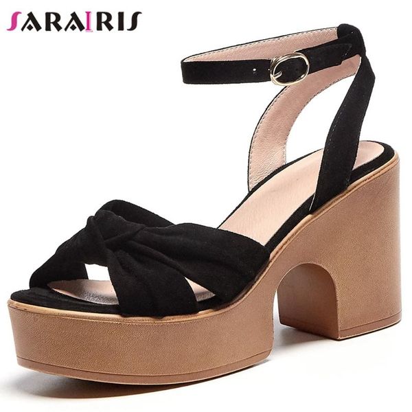 sarairis high block heels sandals women concise dress platform sandals ladies new elegant office genuine leather suede shoes, Black
sarairis high block heels sandals women concise dress platform sandals ladies new elegant office genuine leather suede shoes, Black