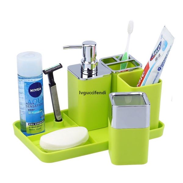eco-friendly 5pcs plastic bathroom accessories set soap dispenser soap dish tray toothbrush holder tumblers
eco-friendly 5pcs plastic bathroom accessories set soap dispenser soap dish tray toothbrush holder tumblers