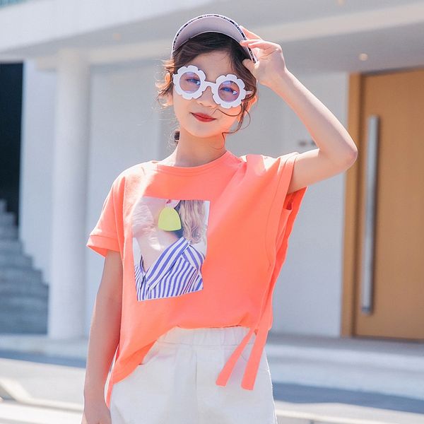 j54oy printed wear new 2020 girls short-sleeved t-shirt wide songxia fashion korean style casual children's children's round colla, Blue
j54oy printed wear new 2020 girls short-sleeved t-shirt wide songxia fashion korean style casual children's children's round colla, Blue