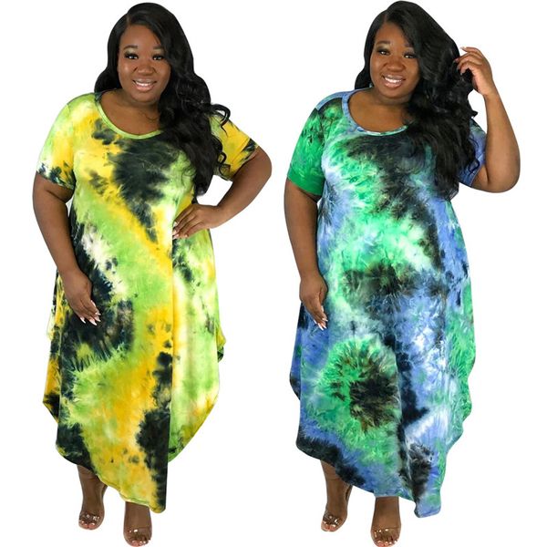 women summer dresses crew neck loose plus size tie dyed woman dresses short sleeve asymmetrical ladies party club dresses, Black;gray
women summer dresses crew neck loose plus size tie dyed woman dresses short sleeve asymmetrical ladies party club dresses, Black;gray