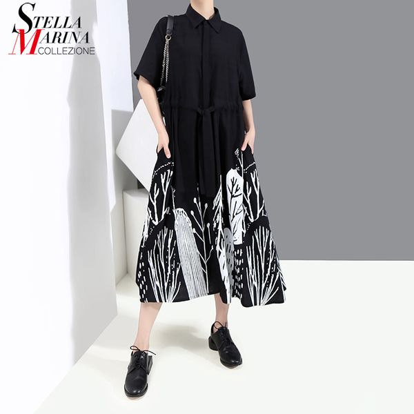 new woman summer 2020 vintage black printed shirt dress sashes pockets calf length a-line ladies casual dress robe style 6477, Black;gray
new woman summer 2020 vintage black printed shirt dress sashes pockets calf length a-line ladies casual dress robe style 6477, Black;gray