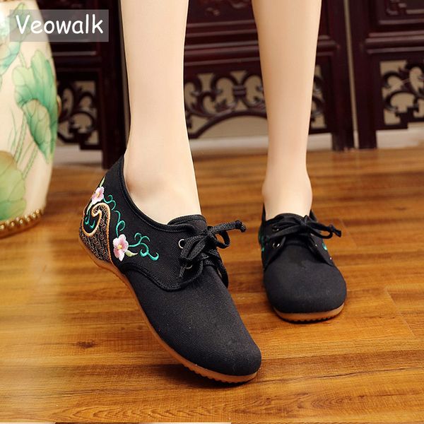 veowalk vintage embroidered women casual cotton lace-up ballet flats elegant ladies comfort canvas embroidery dance shoes, Black
veowalk vintage embroidered women casual cotton lace-up ballet flats elegant ladies comfort canvas embroidery dance shoes, Black