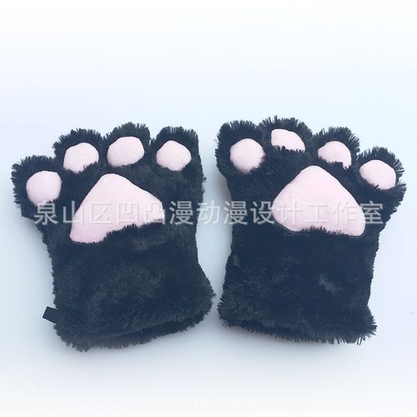 cat toy and gloves claw plush gloves cuteplush toys soft maid cos toys, White