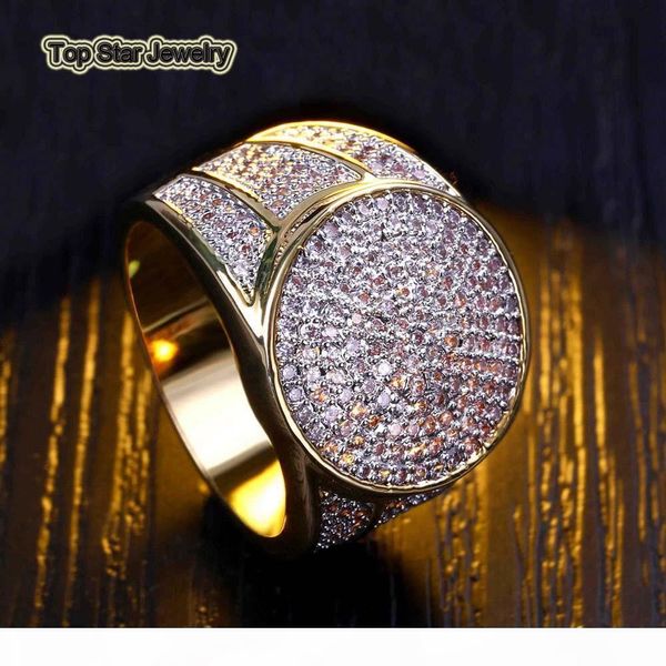 

High Quality Real Copper Rings Shiny Micro CZ Punk Finger Jewelry For Mens Hip Hop Trendsetter Rock Rapper Accessories Gifts Size 7-11