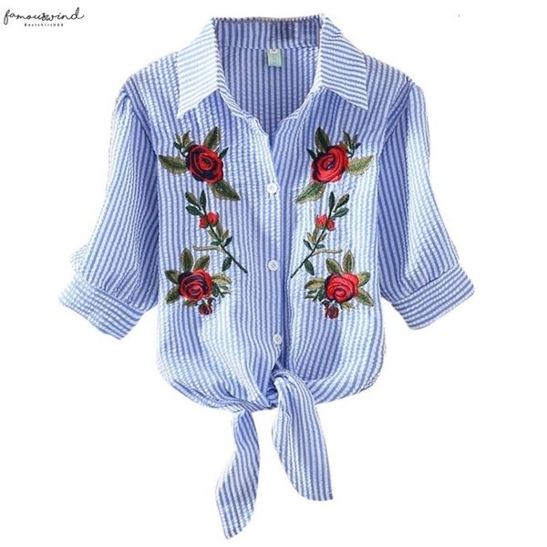 embroidery flower strip blusas 2020 femme blouse shirt lace up summer turn down collar shirts clothes, White
embroidery flower strip blusas 2020 femme blouse shirt lace up summer turn down collar shirts clothes, White