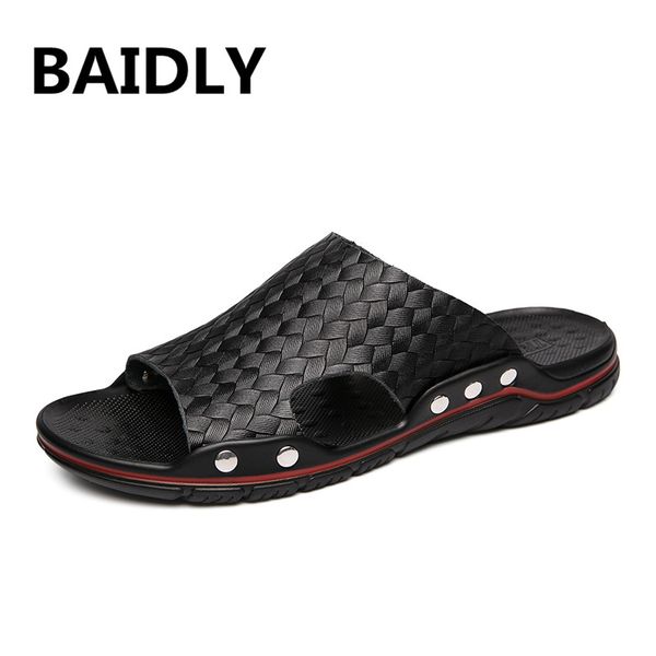 summer slippers flip flop shoes fashion men sandals brand male leather slippers beach water shoes slides, Black
summer slippers flip flop shoes fashion men sandals brand male leather slippers beach water shoes slides, Black