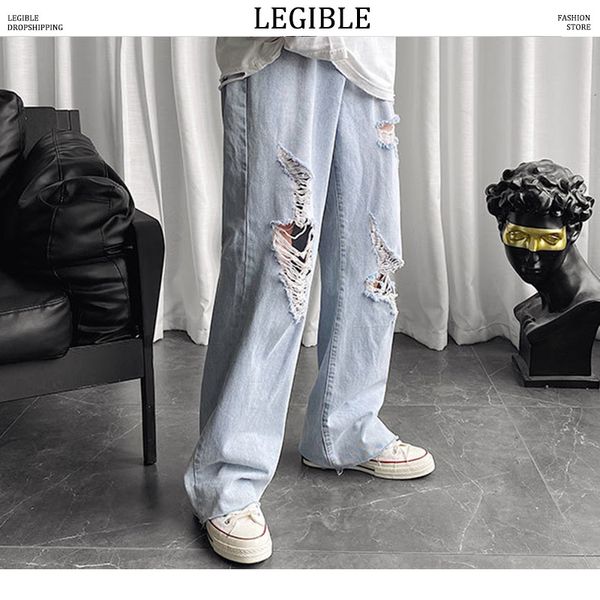 men's jeans legible man streetwear full length summer mans hole 2021 straight korean collage woman couple loose denim pants, Blue
men's jeans legible man streetwear full length summer mans hole 2021 straight korean collage woman couple loose denim pants, Blue