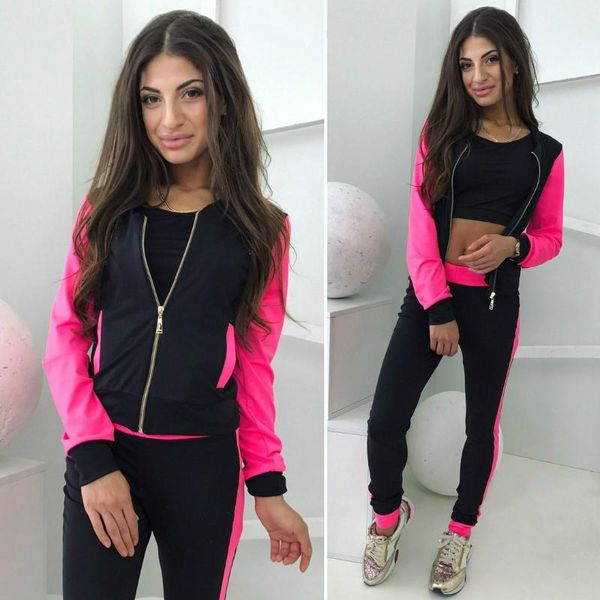 spring fashion women casual splice zipper long sleeve pullove sport +long pants set women matching sets, White
spring fashion women casual splice zipper long sleeve pullove sport +long pants set women matching sets, White