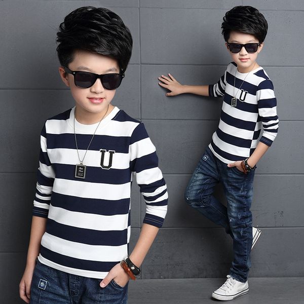 autumn t- shirt 2020 new middle and large children's korean style boys' striped base shirt children's letter t-shirt, Blue
autumn t- shirt 2020 new middle and large children's korean style boys' striped base shirt children's letter t-shirt, Blue