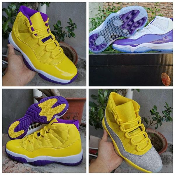 2020 new 11 xi metallic silver yellow 11s lakers mens basketball shoes white purple jumpman sports trainers sneakers, White;red
2020 new 11 xi metallic silver yellow 11s lakers mens basketball shoes white purple jumpman sports trainers sneakers, White;red