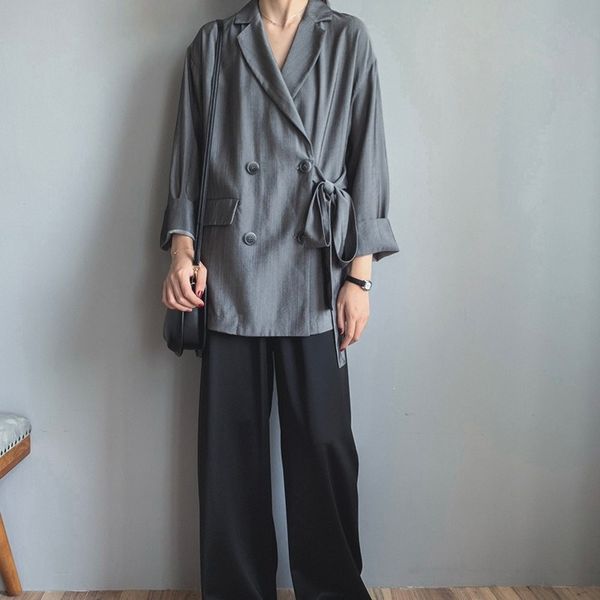 women's suits & blazers 2021 spring autumn model suit jacket black long-sleeved korean-style loose thin blazer sashes, White;black
women's suits & blazers 2021 spring autumn model suit jacket black long-sleeved korean-style loose thin blazer sashes, White;black