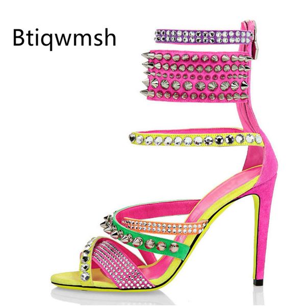 sandals pink suede spike women open toe rivet rhinestone ankle strap high heel shoes woman party, Black
sandals pink suede spike women open toe rivet rhinestone ankle strap high heel shoes woman party, Black