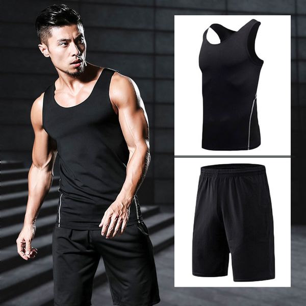 running sets high-elastic tightfitting basketball vest shorts two-piece set quick-drying breathable training sports suit men, Black;blue
running sets high-elastic tightfitting basketball vest shorts two-piece set quick-drying breathable training sports suit men, Black;blue