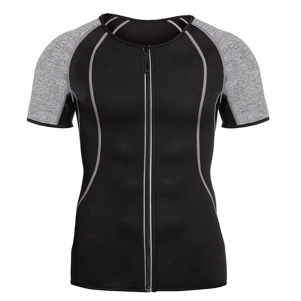 neoprene neoprene sweat stitching men's short sleeve black and gray two-color sports running fitness waterfall sweat
neoprene neoprene sweat stitching men's short sleeve black and gray two-color sports running fitness waterfall sweat