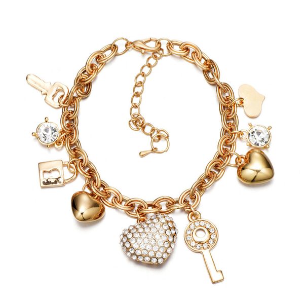 fashion new gold color love locked heart charm bracelet bangle for women austrian crystal link chain bracelet vintage jewelry, Golden;silver
fashion new gold color love locked heart charm bracelet bangle for women austrian crystal link chain bracelet vintage jewelry, Golden;silver