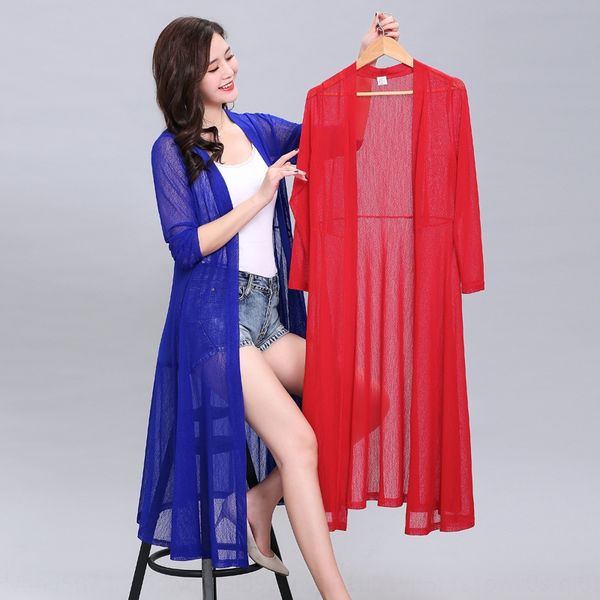 2020 new medium and long shawl women's overknee sunscreen coat versatile cardigan thin ice silk outer loose coat sunscreen clothes, Blue;gray
2020 new medium and long shawl women's overknee sunscreen coat versatile cardigan thin ice silk outer loose coat sunscreen clothes, Blue;gray