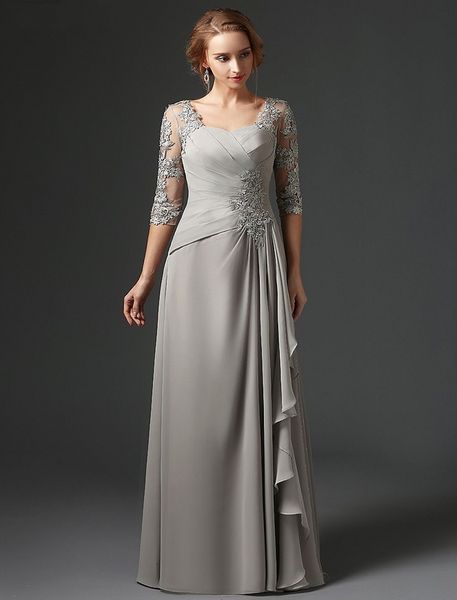 custom made silver chiffon mother of the bride dresses a-line 3/4 sleeves lace plus size long elegant groom mother evening dresses, Black;red
custom made silver chiffon mother of the bride dresses a-line 3/4 sleeves lace plus size long elegant groom mother evening dresses, Black;red