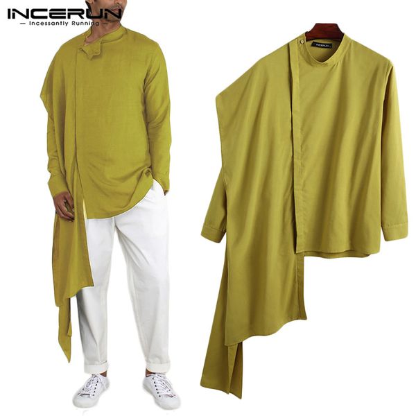 incerun vintage men irregular shirt cotton long sleeve solid button islamic muslim kaftan stand collar men clothes s-5xl, White;black
incerun vintage men irregular shirt cotton long sleeve solid button islamic muslim kaftan stand collar men clothes s-5xl, White;black
