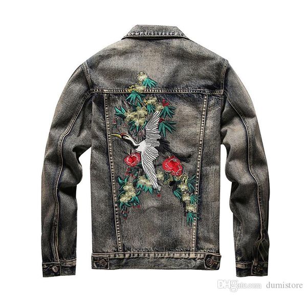 fashion printed white flying crane jeans jacket men's badge patches painted blue black denim jacket trendy beauty patchwork long sleeve, Black;brown
fashion printed white flying crane jeans jacket men's badge patches painted blue black denim jacket trendy beauty patchwork long sleeve, Black;brown