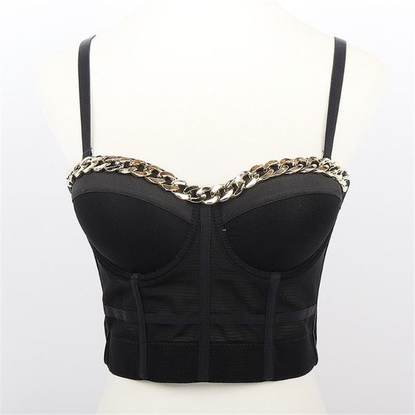 2020 summer new women's solid color short fashion chain accessories corset adjustable bra club party simple all-match top, White
2020 summer new women's solid color short fashion chain accessories corset adjustable bra club party simple all-match top, White