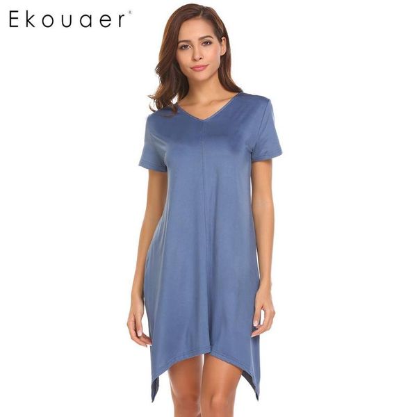 women's sleepwear ekouaer women soft nightgown casual summer night dress v neck short sleeve solid loose irregular hem sleep homewear, Black;red
women's sleepwear ekouaer women soft nightgown casual summer night dress v neck short sleeve solid loose irregular hem sleep homewear, Black;red