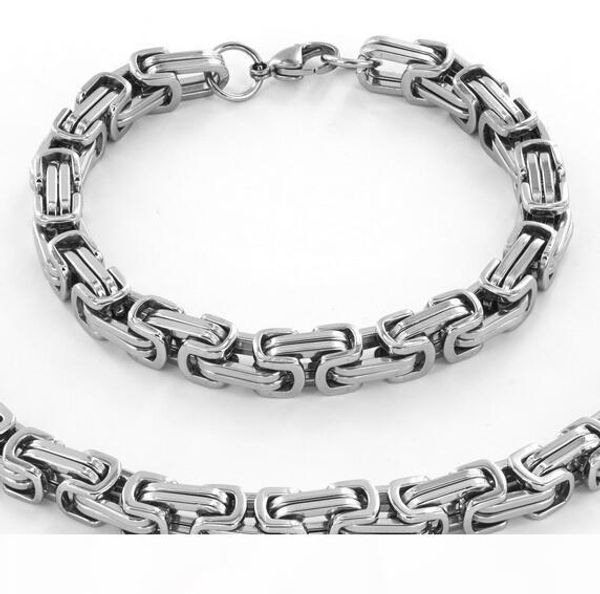choose jewlery set 8.5mm wide square byzantine chain necklace & bracelet 316l stainless steel for husband father jewelry set, Silver
choose jewlery set 8.5mm wide square byzantine chain necklace & bracelet 316l stainless steel for husband father jewelry set, Silver