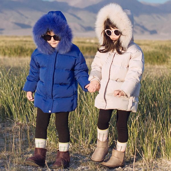 2019 winter children's mid-length white duck down jacket boys and girls baby big fur collar hooded korean style down jacket, Blue;gray
2019 winter children's mid-length white duck down jacket boys and girls baby big fur collar hooded korean style down jacket, Blue;gray