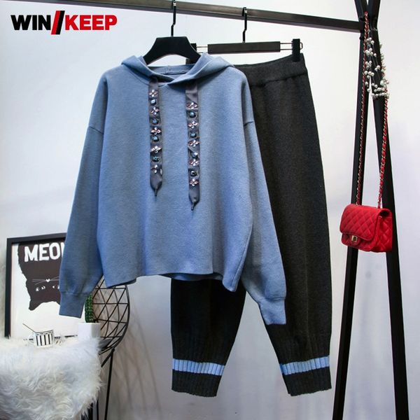 autumn women hoody knitted loose fit harem pants two piece running set crystal sweatshirt sports suit gym fitness tracksuit, Black;blue
autumn women hoody knitted loose fit harem pants two piece running set crystal sweatshirt sports suit gym fitness tracksuit, Black;blue