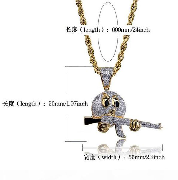 r mens cz emoji face hold gun hip hop pendant bling bling micro pave cubic zirconia necklace 18k gold plated jewelry with gift box, Silver
r mens cz emoji face hold gun hip hop pendant bling bling micro pave cubic zirconia necklace 18k gold plated jewelry with gift box, Silver