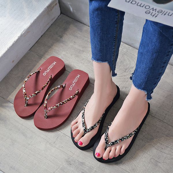 slippers summer bohemia floral beach flip-flops women anti-slip thick soled sandals women's casual sand flat-heeled zapatos mujer, Black
slippers summer bohemia floral beach flip-flops women anti-slip thick soled sandals women's casual sand flat-heeled zapatos mujer, Black