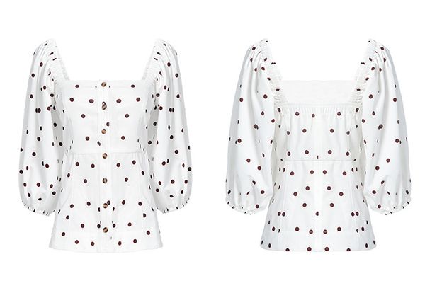 square collar temperament wave point shirt female summer new korean version of the bubble sleeve slim shirt, White
square collar temperament wave point shirt female summer new korean version of the bubble sleeve slim shirt, White