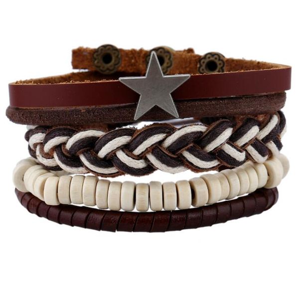 2020 men's genuine leather bracelet diy pu five stars braid beading combination suit bracelet 5styles/1set, Black
2020 men's genuine leather bracelet diy pu five stars braid beading combination suit bracelet 5styles/1set, Black