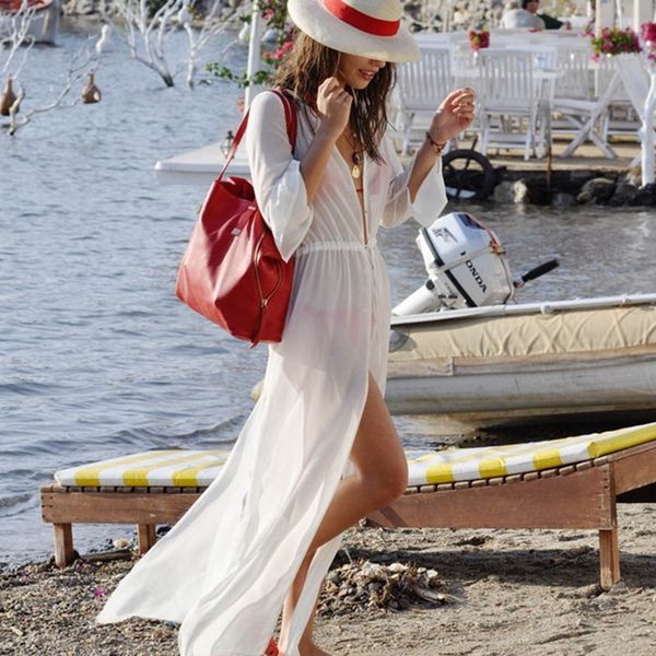 chiffon solid color single-breasted long bikini outer cover sun beach skirt bikini beach skirt protection shirt, White;black
chiffon solid color single-breasted long bikini outer cover sun beach skirt bikini beach skirt protection shirt, White;black