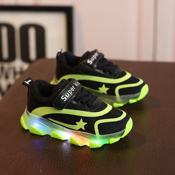 2019 new children's lighting boys' sports luminous sports leisure breathable mesh running shoes baby's luminous shoes, Black 
2019 new children's lighting boys' sports luminous sports leisure breathable mesh running shoes baby's luminous shoes, Black