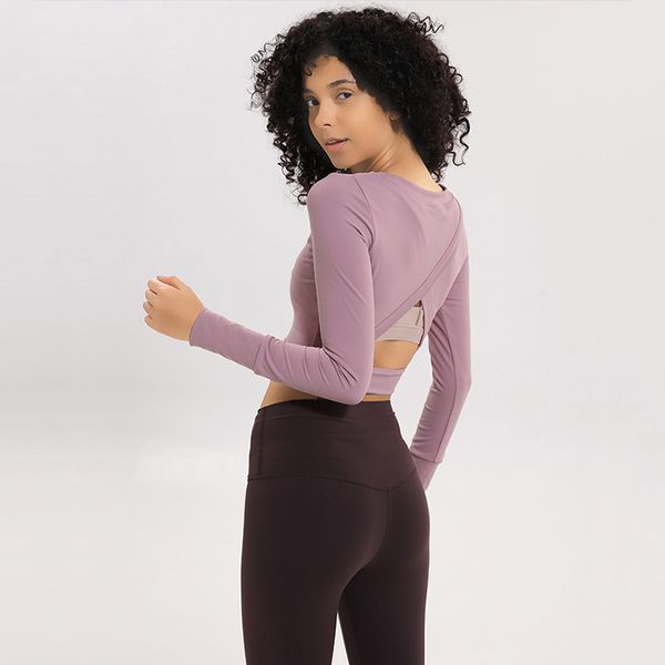 long sleeve sport shirt women back cut out fitness yoga crop round neck slim fit running shirt woman sports wear, White;red
long sleeve sport shirt women back cut out fitness yoga crop round neck slim fit running shirt woman sports wear, White;red