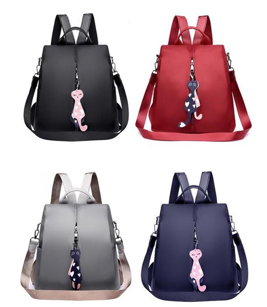 multi-use nylon backpack solid color large daypack for female bagpack with cat pendant women simple travel shoulder bags pack
multi-use nylon backpack solid color large daypack for female bagpack with cat pendant women simple travel shoulder bags pack