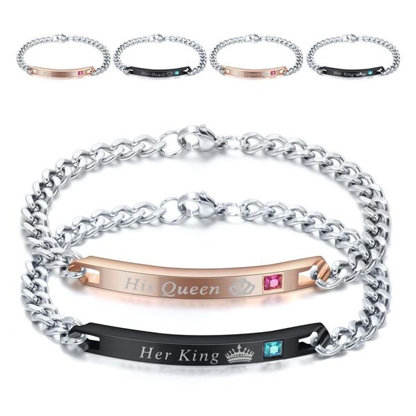 2019 новый конструктор titanium из нержавеющей стали cz lovers цепной браслет id ее король его королева matching браслеты день валентина под, Black
2019 новый конструктор titanium из нержавеющей стали cz lovers цепной браслет id ее король его королева matching браслеты день валентина под, Black