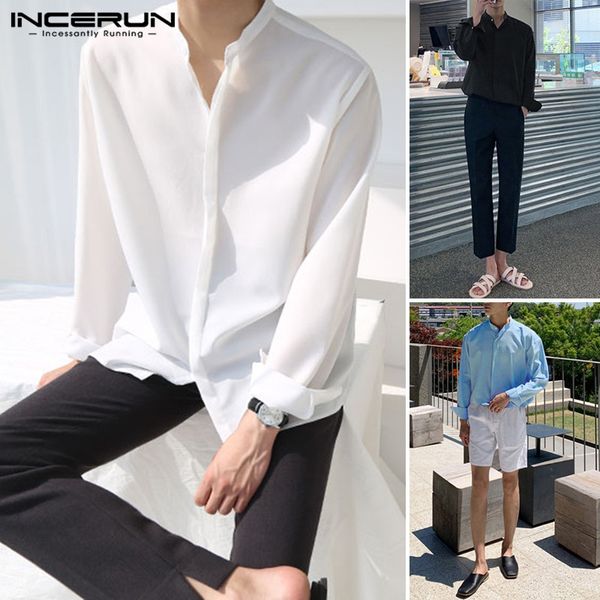 incerun fashion shirts mens solid color buttoms camisa casual long sleeve stand collar blusas loose breathable blouse puse size, White;black
incerun fashion shirts mens solid color buttoms camisa casual long sleeve stand collar blusas loose breathable blouse puse size, White;black