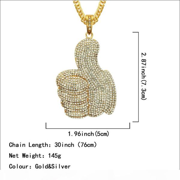 y hip hop men gold silver full rhinestone big thumb up sign pendant bling crystal necklace vogue punk jewelry necklaces for women
y hip hop men gold silver full rhinestone big thumb up sign pendant bling crystal necklace vogue punk jewelry necklaces for women