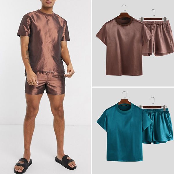 2020 men pajamas sets short sleeve solid color shorts summer silk homewear mens casual comfortable two-piece sleepwear 5xl, Black;brown
2020 men pajamas sets short sleeve solid color shorts summer silk homewear mens casual comfortable two-piece sleepwear 5xl, Black;brown