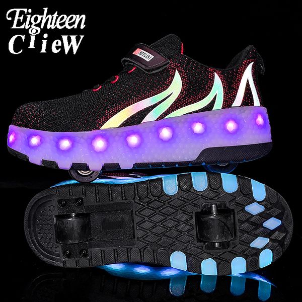 2020 new boys luminous roller skate shoes usb charged kids roller sneakers with lights children boys led shoes double wheels, Black
2020 new boys luminous roller skate shoes usb charged kids roller sneakers with lights children boys led shoes double wheels, Black
