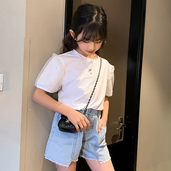 shorts wear girls' pants 2020 new middle and large children's korean denim shorts children's thin pants fashionable outside, Blue
shorts wear girls' pants 2020 new middle and large children's korean denim shorts children's thin pants fashionable outside, Blue