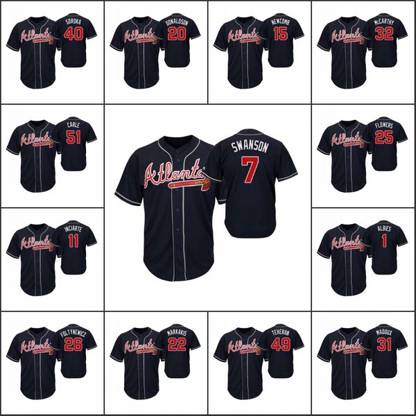 atlanta braves #7 dansby swanson 22 nick markakis 1 ozzie albies men women youth navy cool base official alternate custom jersey, Black
atlanta braves #7 dansby swanson 22 nick markakis 1 ozzie albies men women youth navy cool base official alternate custom jersey, Black