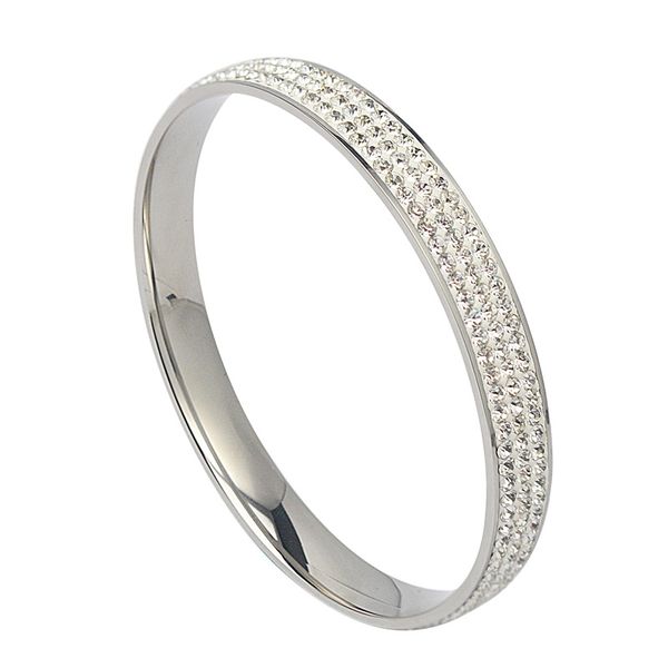 2020 european elegant simple design round cut cubic zircon bracelet stainless steel charming bangle for women wide, Black
2020 european elegant simple design round cut cubic zircon bracelet stainless steel charming bangle for women wide, Black