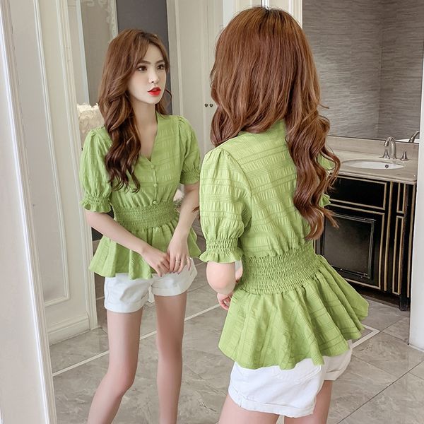 new 2020 sweet waist slimming v-neck women's shirt korean style fashion short sleeve trendy shirt, White
new 2020 sweet waist slimming v-neck women's shirt korean style fashion short sleeve trendy shirt, White
