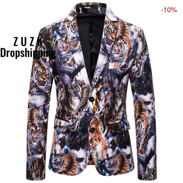 zuzk autumn & winter new arrival men's long sleeve casual suit tiger animal print suit men's loose lapel ing, White;black
zuzk autumn & winter new arrival men's long sleeve casual suit tiger animal print suit men's loose lapel ing, White;black