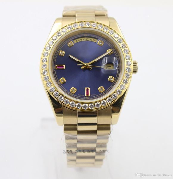2019 superlative chronometer automatic diamon men's wristwatch full yellow gold belt blue face with calendar folding clasp daydate, Slivery;brown
2019 superlative chronometer automatic diamon men's wristwatch full yellow gold belt blue face with calendar folding clasp daydate, Slivery;brown