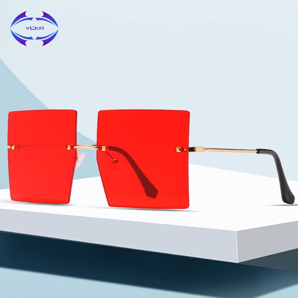 sunglasses vcka oversized 2021 women retro vintage rimless eyewear feminino big shades, White;black
sunglasses vcka oversized 2021 women retro vintage rimless eyewear feminino big shades, White;black